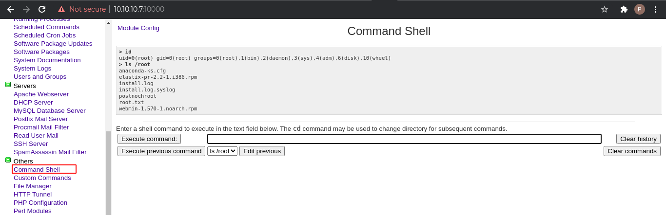 Webmin-command-shell